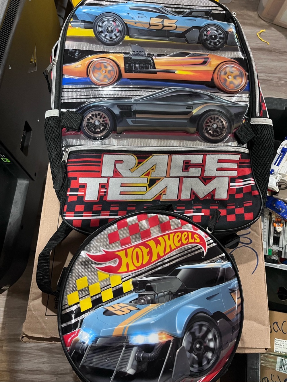 Hot Wheels backpack and lunchbox